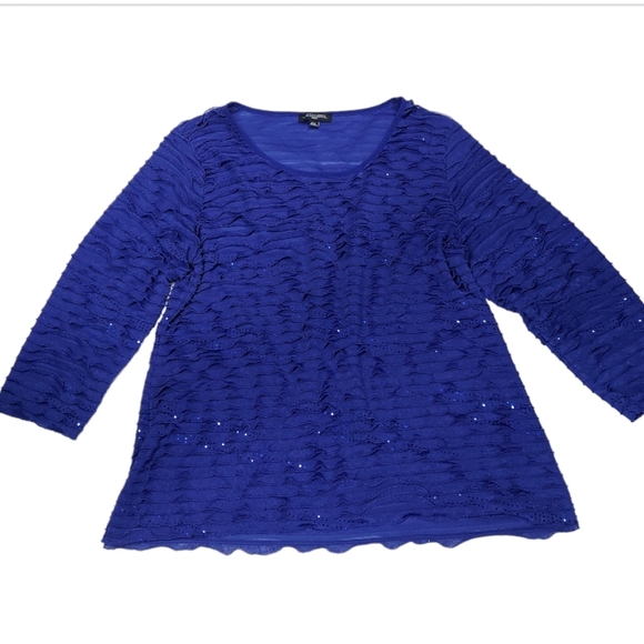 Notations Layered Ruffle Bling Blouse - Picture 11 of 17